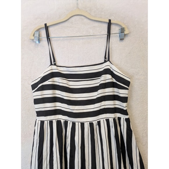 PrettyGarden Black White Striped Maxi Dress Women Large Spaghetti Strap Viscose - Picture 2 of 10